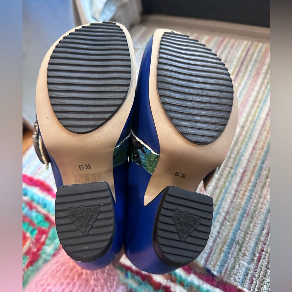 SOLD!! Fluevog Prepare Buzz blue/green python platform clog - 6.5 (fits 6) - Picture 16 of 16